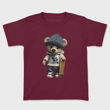 Kids' T-Shirt, Skate Teddy Bear