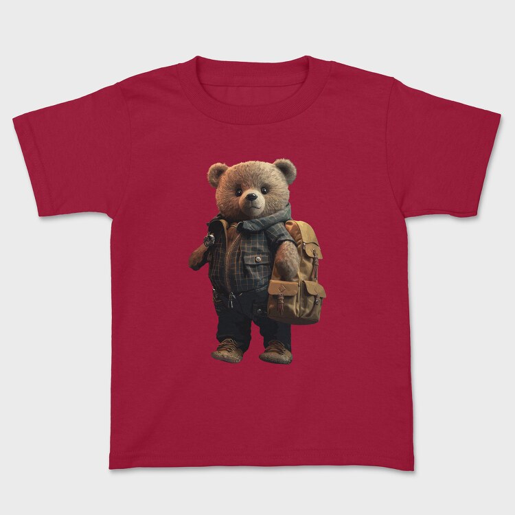 Teddy With Backpak, Kids' T-Shirt