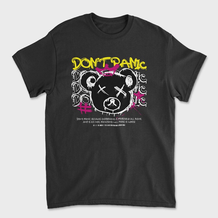 Dont Panic Bear, Unisex Men's T-Shirt