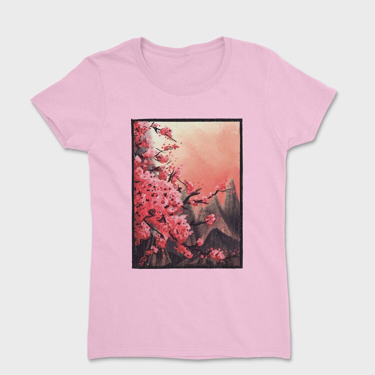Cherry Blossom Painting, Дамска Тениска