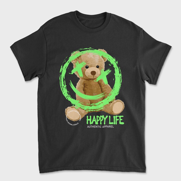 Happy Life Bear, Unisex Men's T-Shirt
