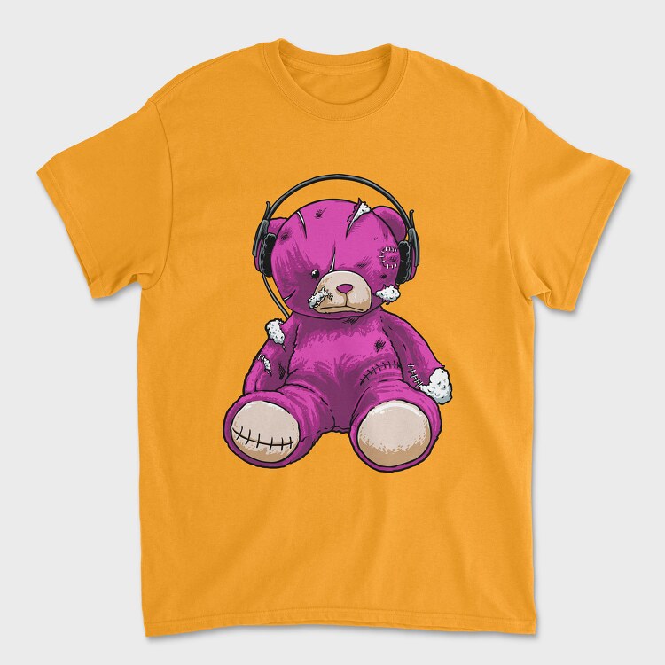 Headphones Pink Bear, Unisex Men's T-Shirt