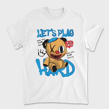 Lets Play Hard Bear, Unisex Men's T-Shirt