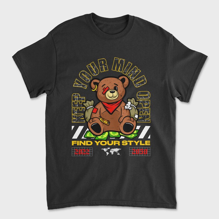 Mind Open Bear, Unisex Men's T-Shirt
