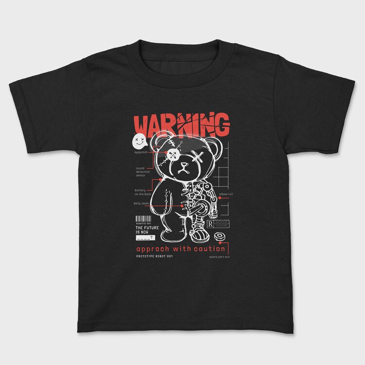 Warning Teddy Bear, Kids' T-Shirt