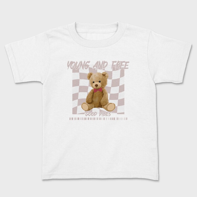 Young and Free Bear, Kids' T-Shirt