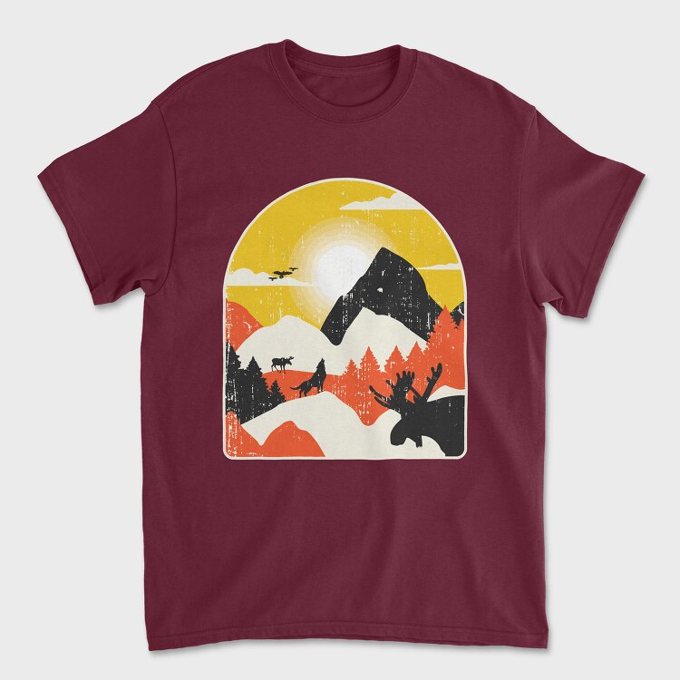 Mountains Wolf Moose, Unisex Men's T-Shirt