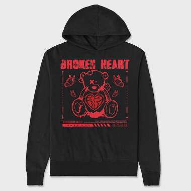 Broken Heart Bear, Unisex Men's Hoodie