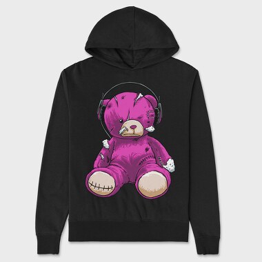 Headphones Pink Bear, Unisex Men's Hoodie