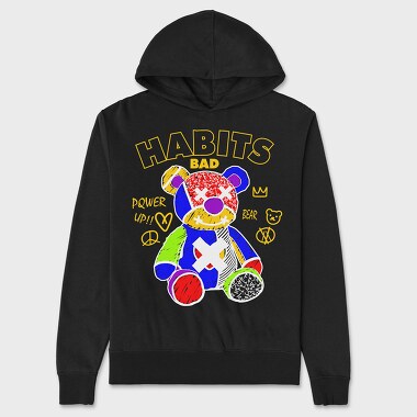 Bad Habits Bear, Unisex Men's Hoodie