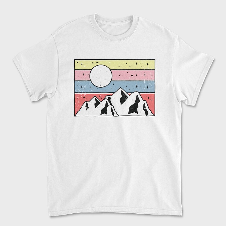Retro Mountain Sunset, Унисекс Мъжка Тениска