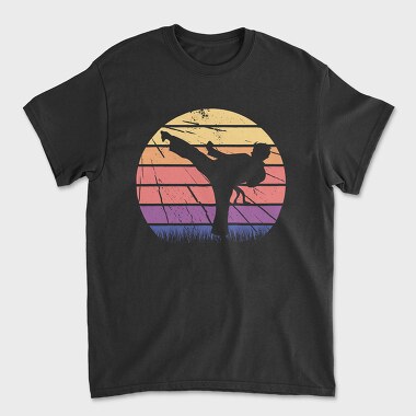 Martial Arts Retro Sunset, Унисекс Мъжка Тениска