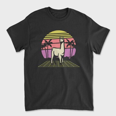Unisex Men's T-Shirt, Retro Llama