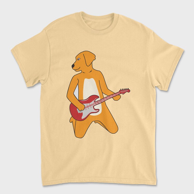 Dog Playing Guitar 11, Унисекс Мъжка Тениска