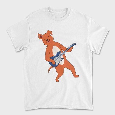 Dog Playing Guitar 14, Unisex Men's T-Shirt
