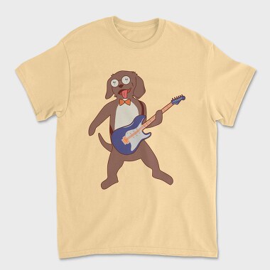 Унисекс Мъжка Тениска, Dog Playing Guitar 2