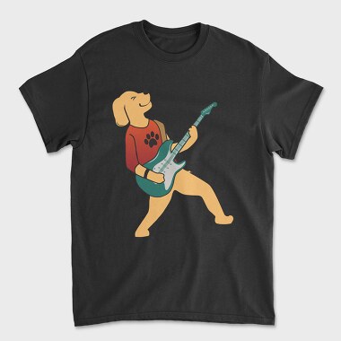 Dog Playing Guitar 4, Unisex Men's T-Shirt