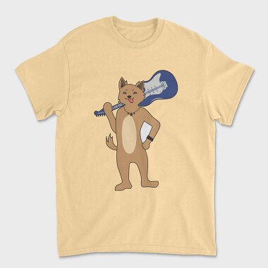Dog Playing Guitar 8, Unisex Men's T-Shirt