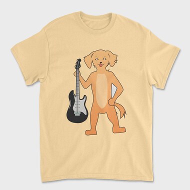 Dog Playing Guitar 9, Unisex Men's T-Shirt