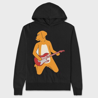 Dog Playing Guitar 11, Unisex Men's Hoodie