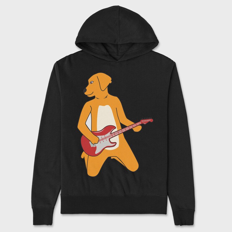 Dog Playing Guitar 11, Unisex Men's Hoodie