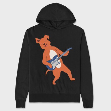 Dog Playing Guitar 14, Unisex Men's Hoodie