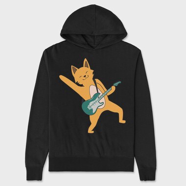 Dog Playing Guitar 15, Unisex Men's Hoodie