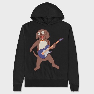 Dog Playing Guitar 2, Unisex Men's Hoodie