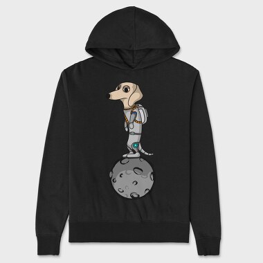 Astronaut Dog on the Moon, Unisex Men's Hoodie