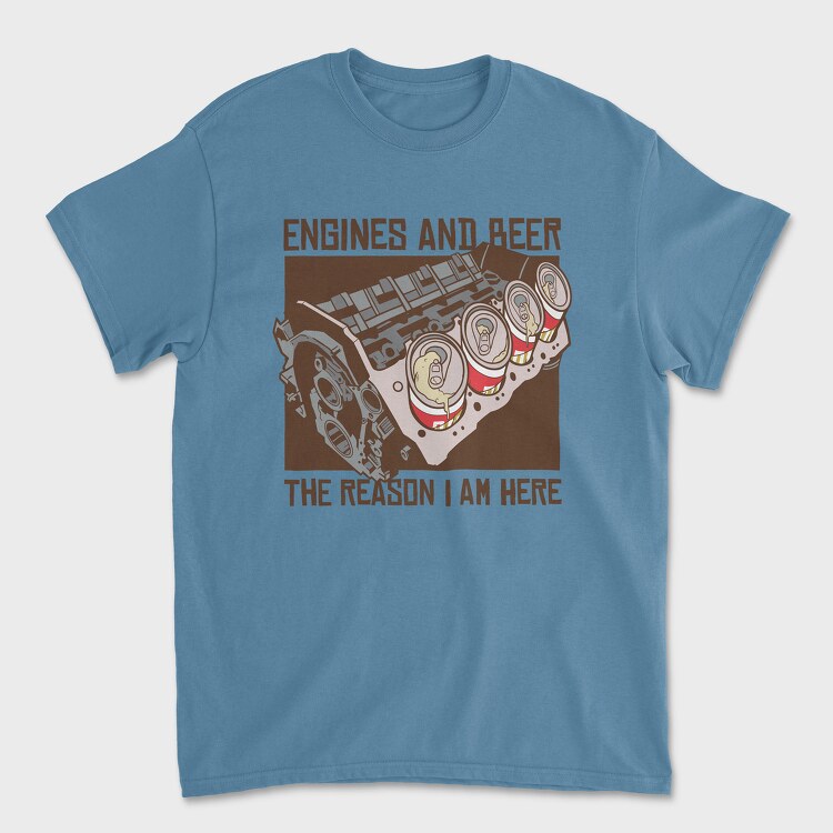 Engine and Beer, Унисекс Мъжка Тениска
