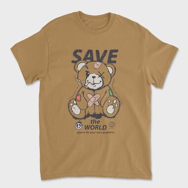 Save the World Teddy, Unisex Men's T-Shirt