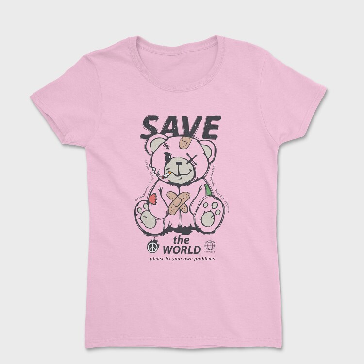 Save the World Teddy, Women's T-Shirt