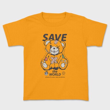 Save the World Teddy, Kids' T-Shirt