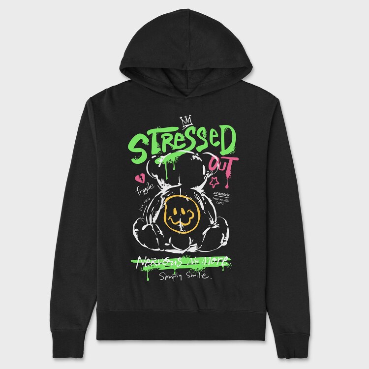Stressed Out Teddy Bear, Unisex Men's Hoodie
