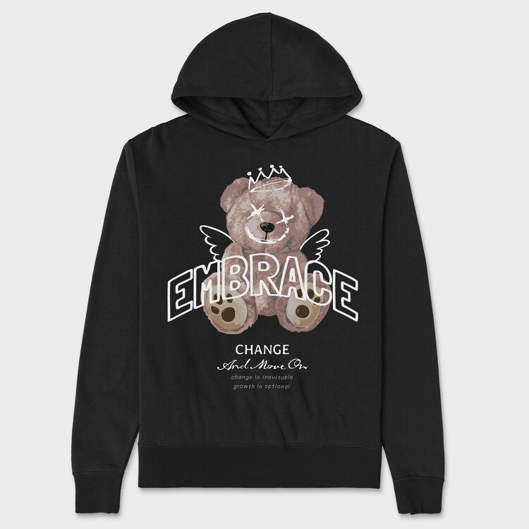 Embrace Change Teddy Bear, Unisex Men's Hoodie