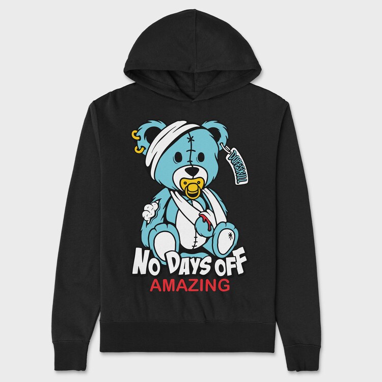 No Days Off Teddy, Unisex Men's Hoodie