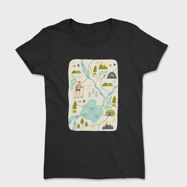 Adventure Hiking Map Illustration, Women's T-Shirt