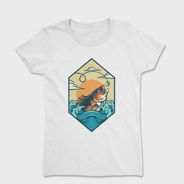Women's T-Shirt, Bass Fishing Illustration 4