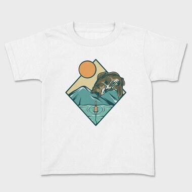Kids' T-Shirt, Bass Fishing Illustration