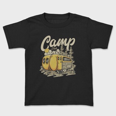 Camp Club With Camp Trailer in the Wild, Kids' T-Shirt