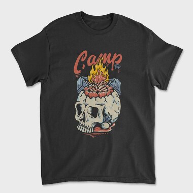Camp Trip With Campfire on the Skull, Unisex Men's T-Shirt
