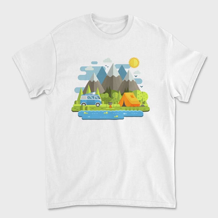 Camping Landscape, Унисекс Мъжка Тениска