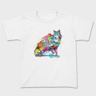 Colorful Wolf, Kids' T-Shirt