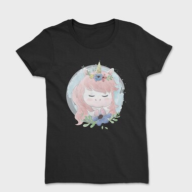 Дамска Тениска, Cute Unicorn Flowers
