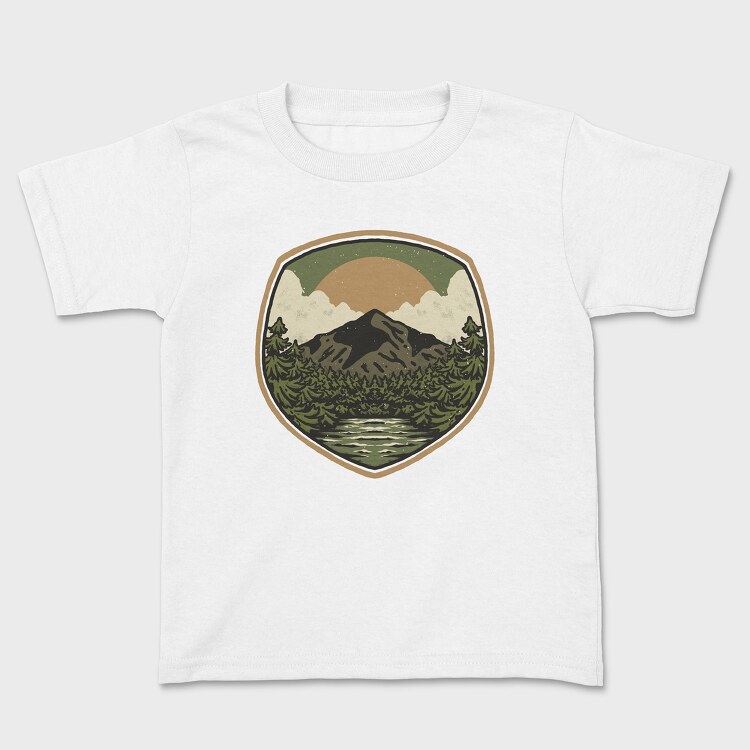 Green Vintage Landscape, Kids' T-Shirt
