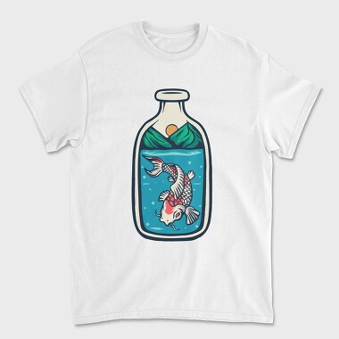 Унисекс Мъжка Тениска, Koi Fish Illustration 5