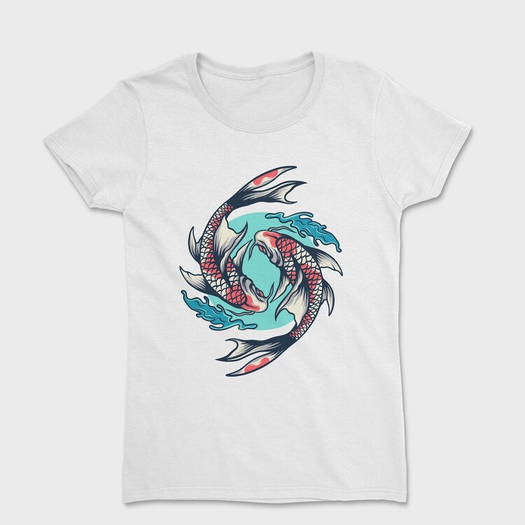 Koi Fish Illustration 7, Дамска Тениска
