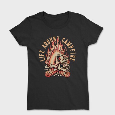 Life Around Campfire Skull, Women's T-Shirt