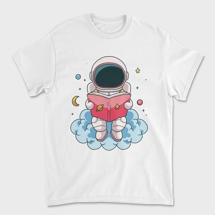 Little Astronaut Reading, Unisex Men's T-Shirt