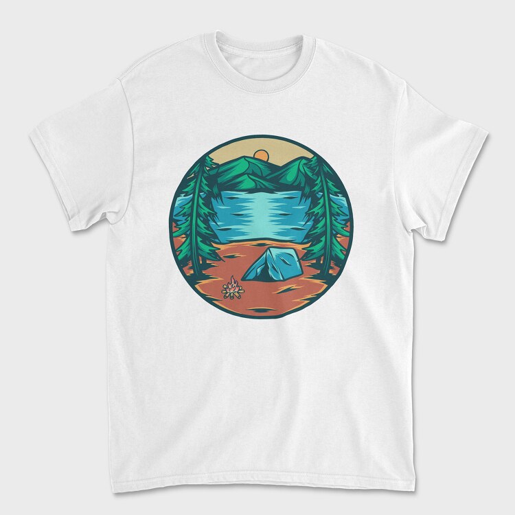 Mountain Camping Illustration 1, Унисекс Мъжка Тениска